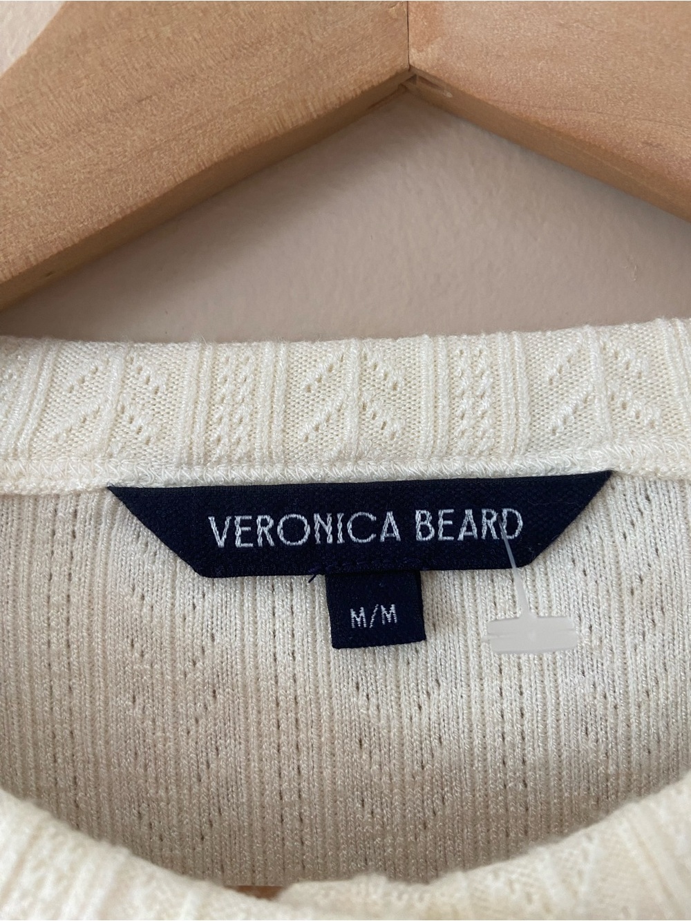 Veronica Beard - Lira Pointelle Cardigan Cream Size Medium - Picture 5 of 11